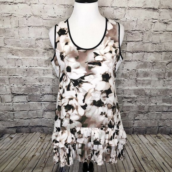 LOGO Lori Goldstein Neutral Printed Crepe Tunic - Picture 2 of 8